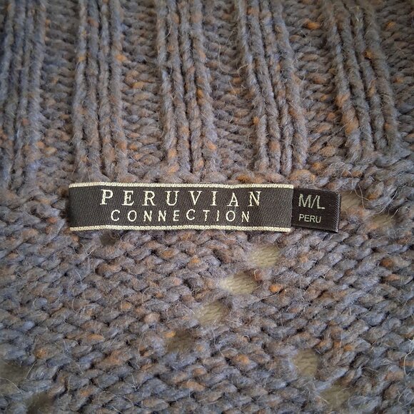 Peruvian Connection Women's M/L Gray Knit Wool Alpaca Blend Cocoon Open Sweater - Picture 5 of 10